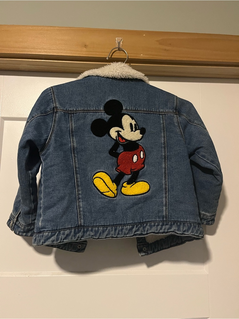Zara Kids Fleece Lined Mickey Mouse Disney Denim Jacket size 5-6